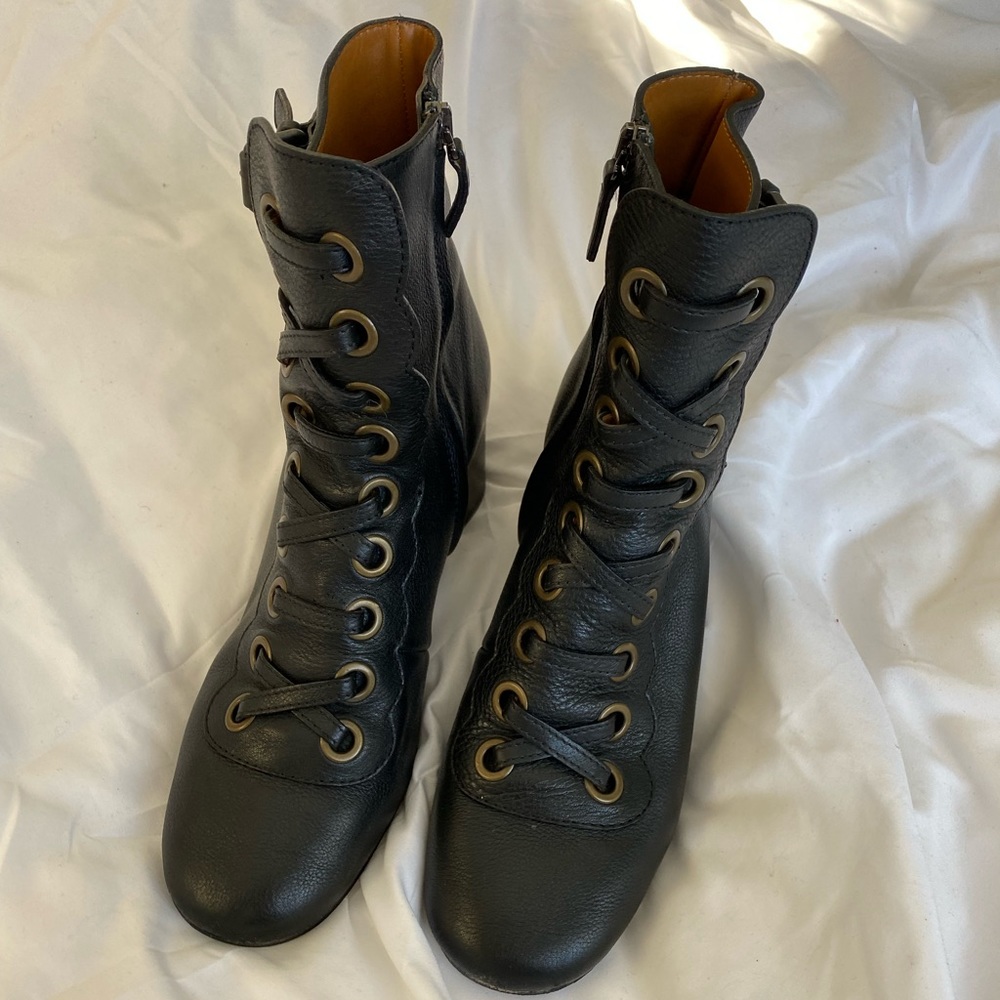 Chloe combat heeled booties